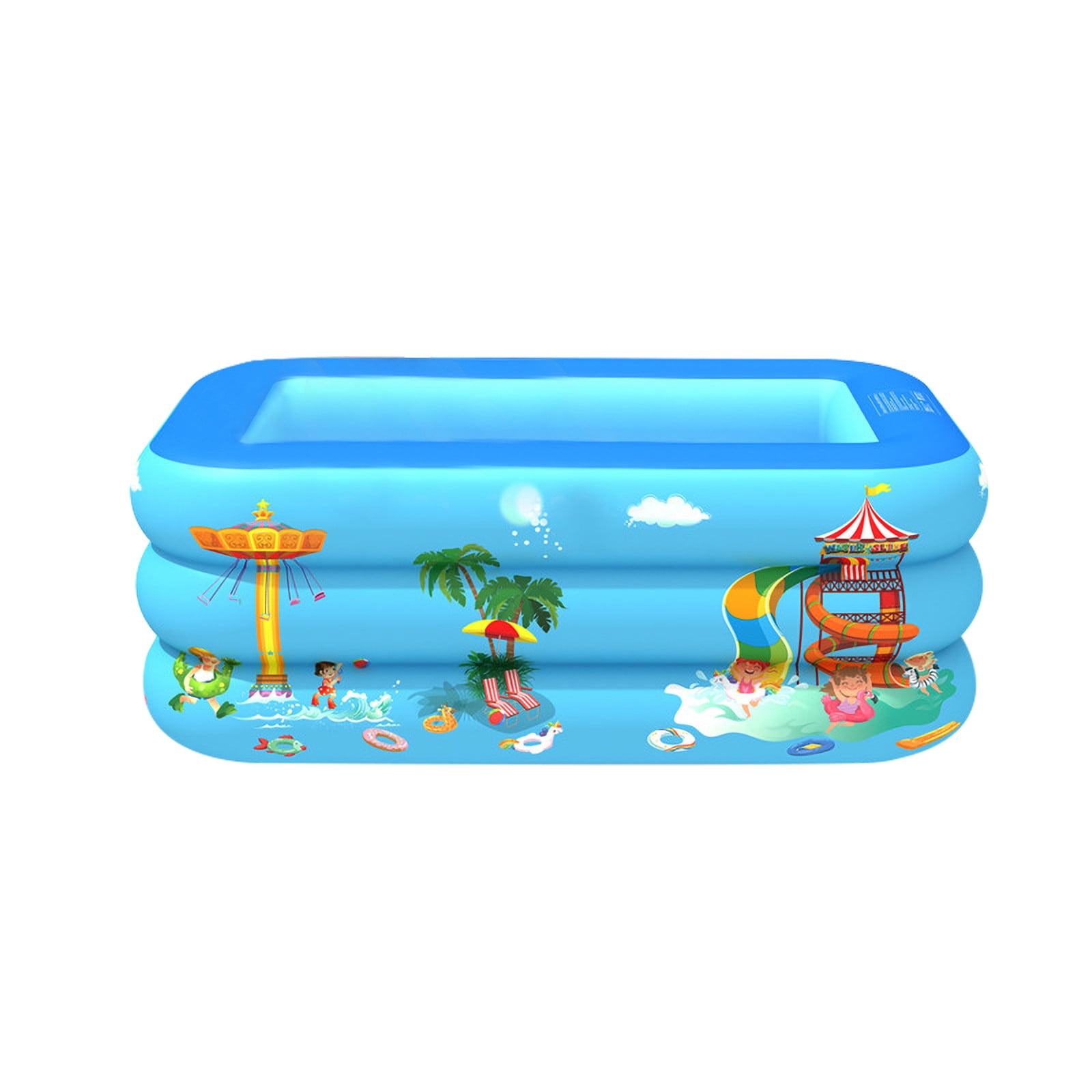 Taotanxi Inflatable Kiddie Pool, 51" X 33" X 21" Higher Kids Swimming Pool for Indoor Or Outdoor, Ocean World Inflatable Bathtub With Inflatable Soft Floor, Ball Pit Pool