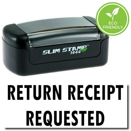 Slim Pre-Inked Return Receipt Requested Stamp with Purple Ink