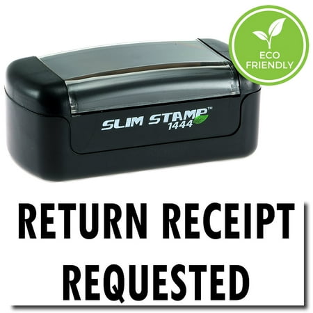 Slim Pre-Inked Return Receipt Requested Stamp with Blue Ink