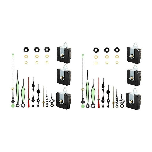 6 Set Quartz Clock Movement Hands Kits Contains Luminous Hands for Clock Repair Parts Replacement Parts