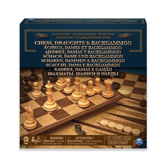 Juego de Mesa Spin Master Cardinal Ajedrez, Damas y Backgammon