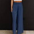 thumbnail image 4 of Women's Solid Color Loose Cotton And Linen Slacks Made Of Old Mid Waist Wide Leg Casual Pants, 4 of 4