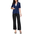 thumbnail image 2 of INSPIRE CHIC Blazer for Women's Short Sleeve Lapel Open Front Business Work Casual Suit Jackets with Pockets M Dark Blue, 2 of 5