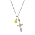 thumbnail image 2 of Delight Jewelry Silvertone 3-D Enamel Water Polo Be Strong and Courageous Engraved Cross Zoey Necklace, 28", 2 of 4