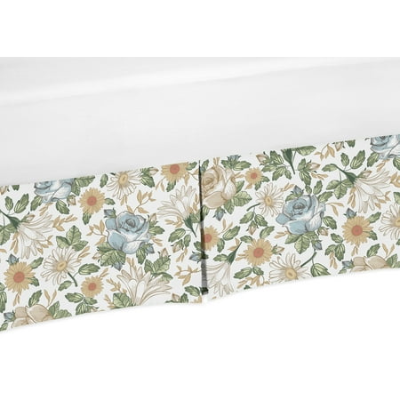 UPC: 0846480092988 | Vintage Floral Blue and Yellow Dust Ruffle Crib Skirt by Sweet Jojo Designs