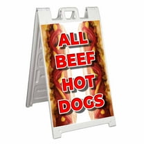 All Beef Hot Dogs (24" X 36") Standard A-Frame Signicade, Includes Decal Applied To Stand