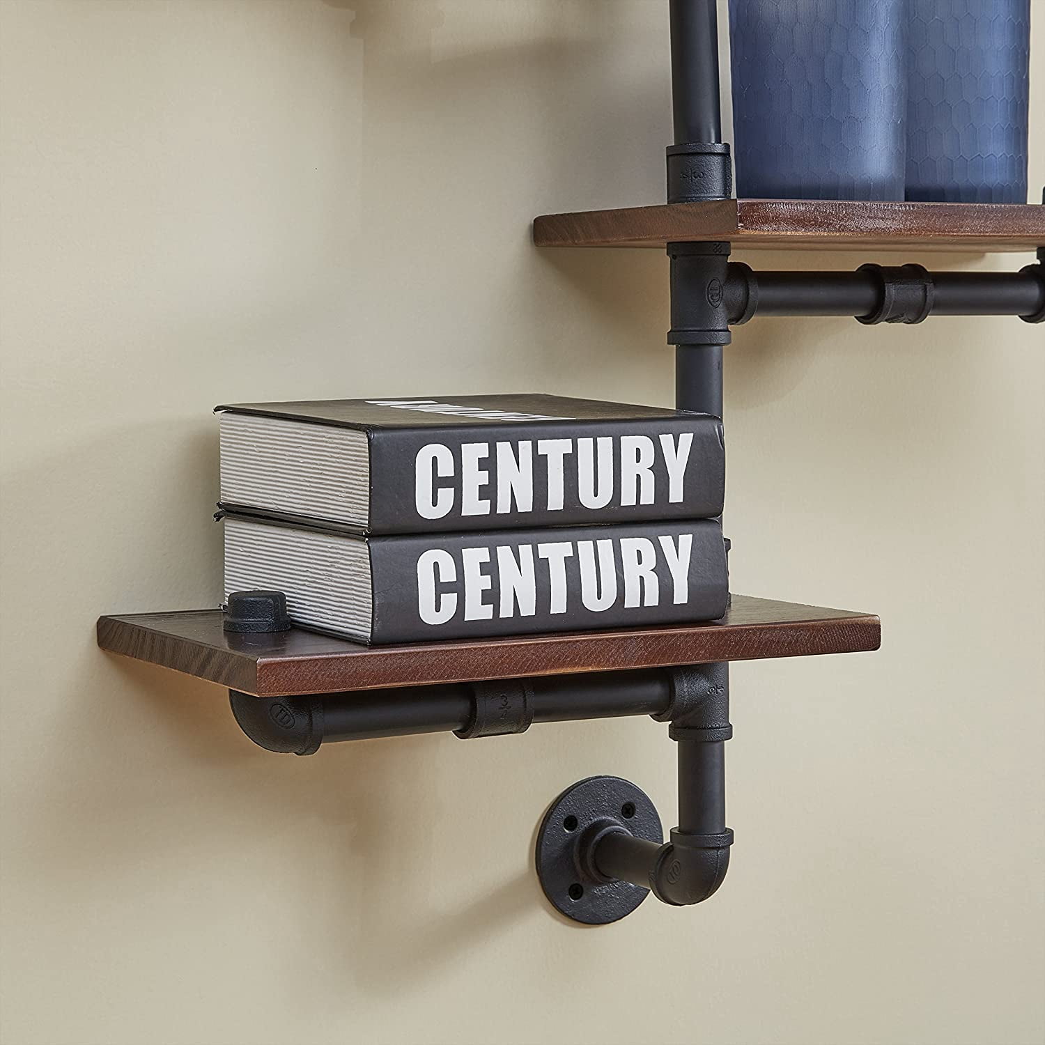 Danya B. 3-Tier Vertical Floating Staggered Industrial Rustic Pipe Shelving Unit - Wall Mount