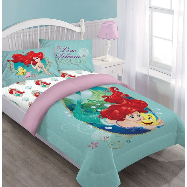Disney 4pc Ariel Sea Dreams Bedding Set Licensed Full Comforter W