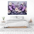 thumbnail image 3 of Mudket Framed Canvas Wall Art Ready to Hang, Purple Morpho Butterfly Cream Floral Print, Chic Botanical Insect Wall Decor Canvas Artwork for Bedroom Living Room, Flower Pictures - 12"L x 8"W, 3 of 10