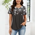 thumbnail image 4 of CALAFEBILA V Neck Tops for Women Casual Summer Flower Print Womens Shirts Short Sleeve V Neck T-shirts, 4 of 8