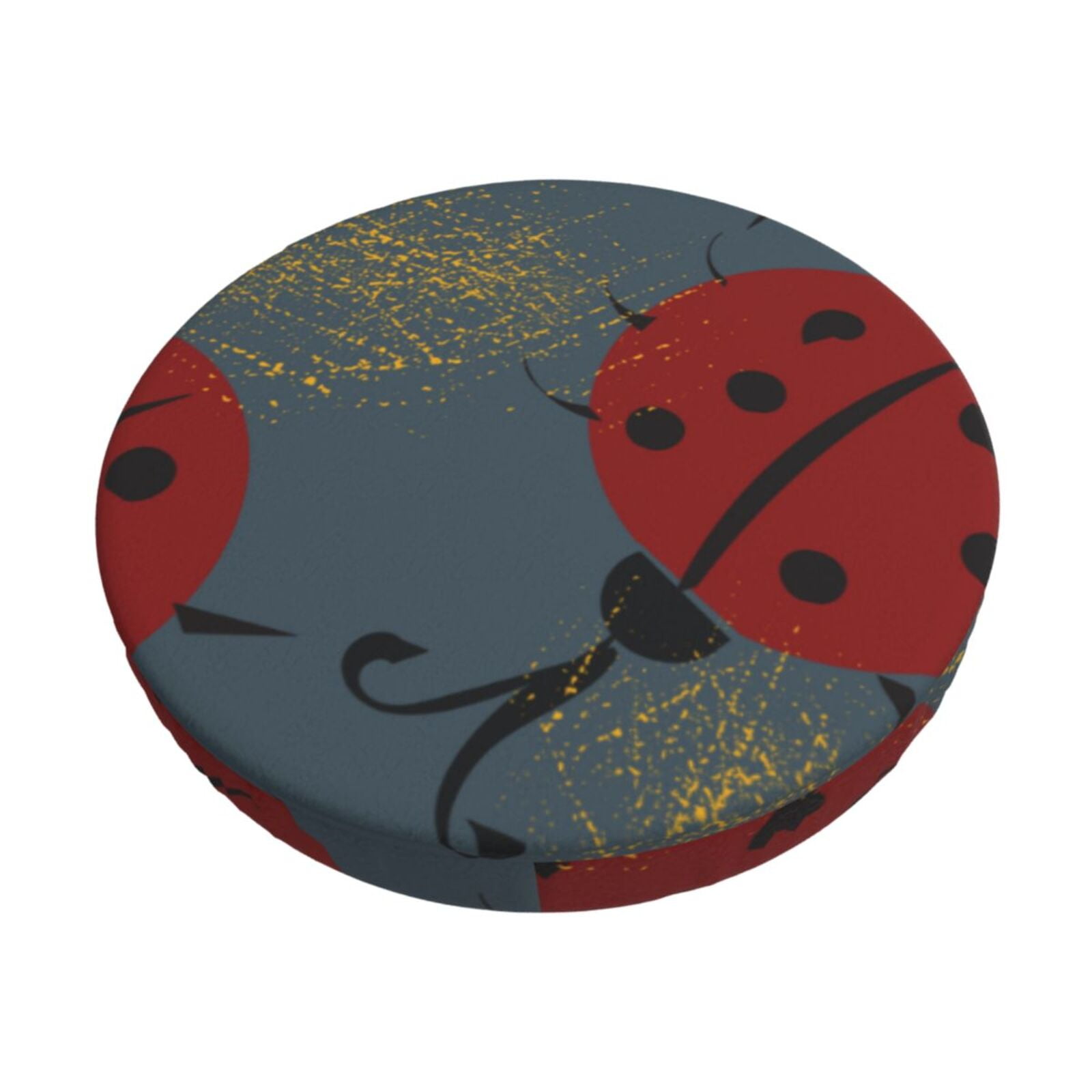 Easygdp Ladybug Print Easy To Install Bar Stool Covers&Stool Covers Round&Elastic Stool Cover, Barstool Covers,Washable&Bottom With Elastic Edge-12 inch