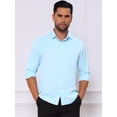thumbnail image 4 of DARING DIVA Men's Point Collar Button Long Sleeve Business Shirts 2XL Light Blue, 4 of 7