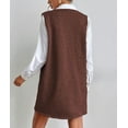 thumbnail image 2 of xxxiticat Women's Long Sweater Vest Overall Dress Oversized V Neck Sleeveless Spring Knit Shirt Short Dress(BR,M), 2 of 4
