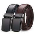 thumbnail image 1 of Paquete de 2 cinturones de trinquete para hombre - Cinturón de cuero para hombre para jeans casuales - Ajuste de cintura de 36 "a 44" ajustable 110-130 cm, 1 of 4