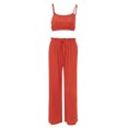 thumbnail image 6 of Elainilye Fashion Pajamas for Women Set Vests Three Piece Set Strips Wearing Long Pants Pajamas Homewear Loungewear,Orange, 6 of 6