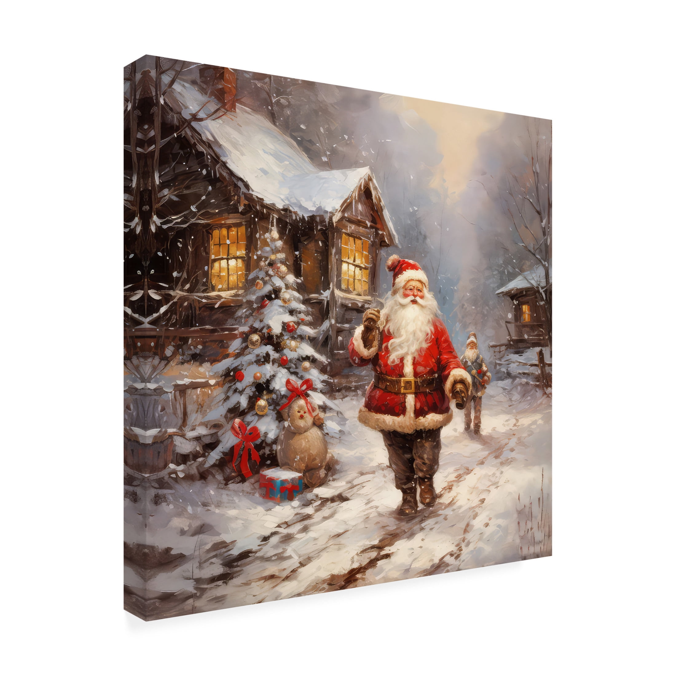 Canvas Wall Art - The Golden Valley 'Jolly Santa 2' Wall Art for Living Room, Bedroom, or Office Décor by Trademark Fine Art - 35 x 35 Inches