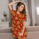 thumbnail image 3 of Balery Christmas With Gold Snowflakes Camisón de manga corta con cuello redondo para mujer, cómodo y elegante., 3 of 6