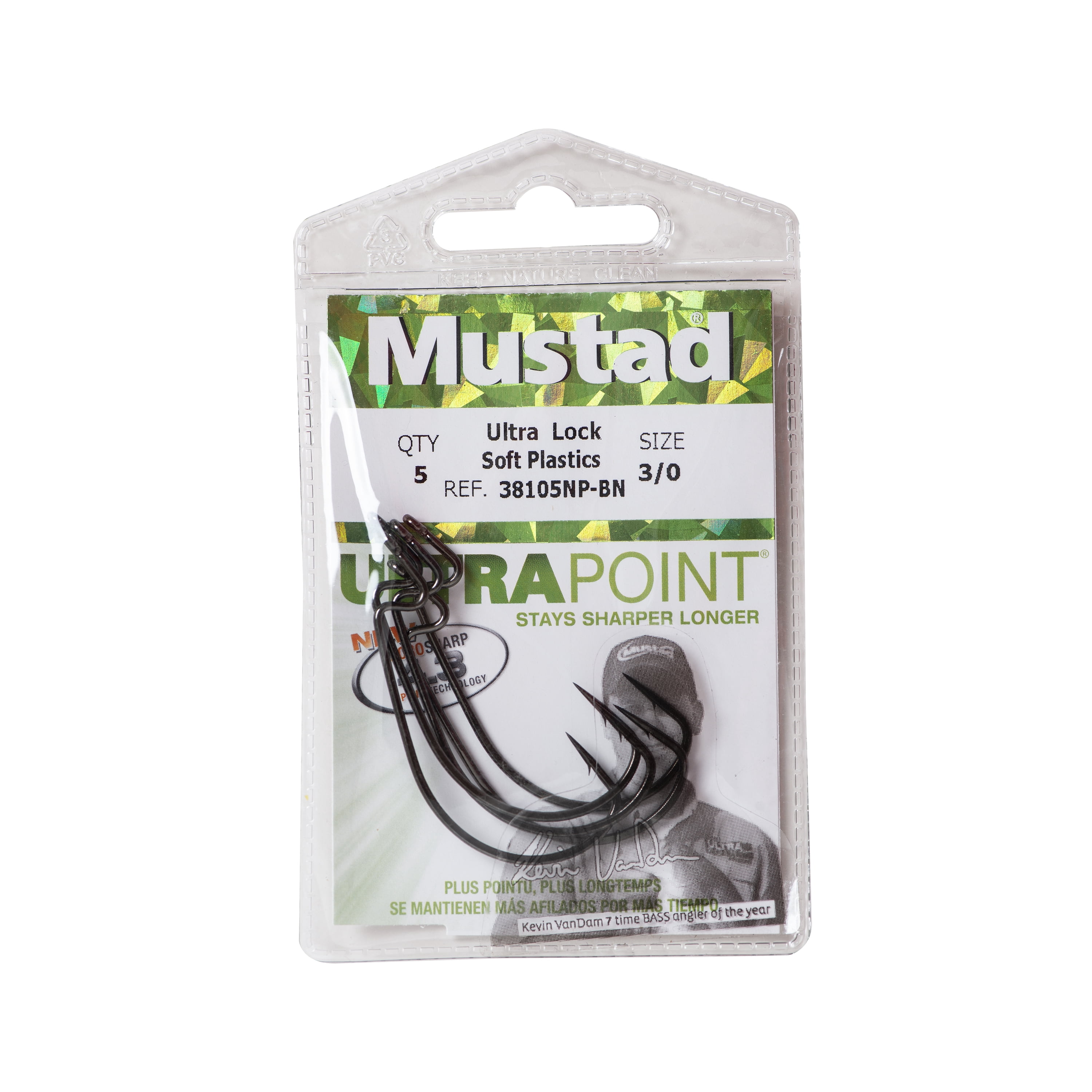 Mustad Ultra Lock Soft Plastics Hook - Size: 3/0 (Black Nickel) 5pc