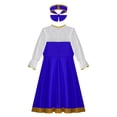 thumbnail image 4 of Robe de Noël Traditionnelle Russe pour Filles, Robe Tutu Princesse avec Bandeau 2 Pcs Bleu 140/L, 4 of 5