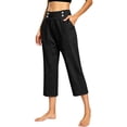 thumbnail image 7 of Linen Capri Pants Women 2026 Spring Summer Casual Lightweight Petite Elastic Waist Straight Leg Capris with Pockets Black 2XL, 7 of 7