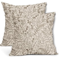 Brown Fern Leaves Pillow Covers 20X20 Inch Plant Leaf Floral Pine Decorative Pillow Cases Vintage Botanical Spring Summer Throw Pillows Set of 2 Farmhouse Home Decor for Sofa Porch Couch Outdoor
