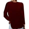 thumbnail image 3 of Valcatch Women Pleated Button Down Velvet Tunic Tops Loose Elegant Dressy Shirts Long Sleeve Casual Party Blouses Plus Size V Neck Shirts, 3 of 5