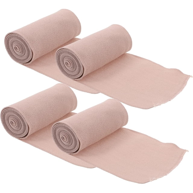 PinesC 4pcs Cotton Compression Wraps 100mm Elastic for Legs Hands Knees Stretchable for Roll Skin Color