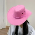 thumbnail image 3 of Abbraccia Cowboy Cowgirl Hat Flat Brim Cowboy Hat Costume Clothes Accessories Sun Hat Cowgirl Sombrero Caps for Adults Festival Travel Pink, 3 of 6
