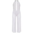 thumbnail image 4 of Sholeno Kids Girls Lyrical Latin Jazz Dance Jumpsuit Shiny Dance Romper Gymnastics Leotard Wide Leg Bodysuit White 10, 4 of 6