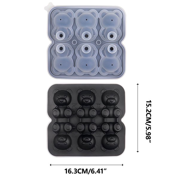 Pisexur Batería de cocina Caja de hielo para whisky, té y leche helada con forma de osito de peluche de 6 agujeros para la cocina del hogar