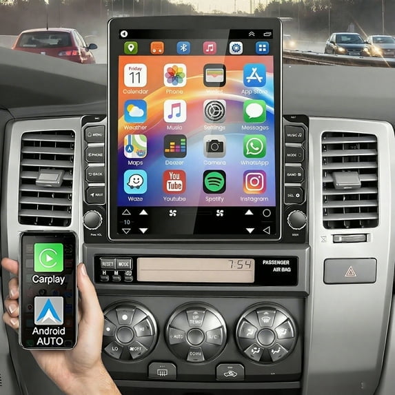 Zcargel 9.7in Android 13 Car Stereo Touchscreen, GPS Navigation Head Unit with Backup Camera, Wireless CarPlay Android Auto Bluetooth WiFi DSP SWC, Double Din Player, for Toyota 4Runner 2003-2009
