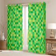 thumbnail image 2 of Homewish Cartoon Green Plaid Black Out Curtains, Vintage Game Abstract Curtains Pack of 2 (42x63 Each), Square Rectangle Bedroom Curtains, Black Out Curtains Room Decor, 2 of 6