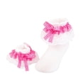 thumbnail image 2 of Girls Ruffle Socks Plaid Bowknot Lace Frilly Toddler Dress Sock Soft Cotton Turn Cuff Cute Princess Socks for Little Girl Kids Party Gift*1pc, 2 of 6