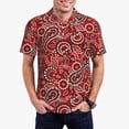 thumbnail image 1 of Balery Vintage Red Paisley Camisa Polo de Hombre con Estampado, de Manga Corta y Tejido Medio, Camisa Tipo Golf Polo-4X-Large, 1 of 6