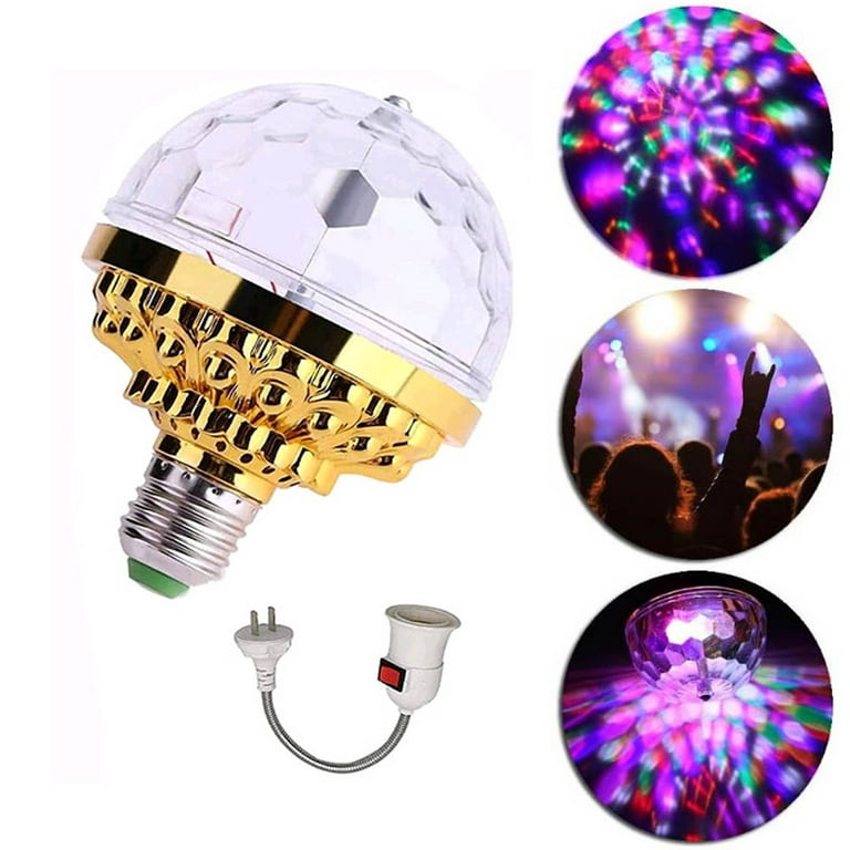 E27 Disco Light Bulb Rotating RGB Party Light Lamp LED Strobe Bulb Strobe  Light Multi Crystal Disco Bulb for Birthday Party Club Bar Christmas 