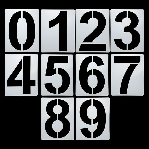 Uxcell Juego de Stencils de Números de 10 Pulgadas, Plantillas de Stencil de Números de Dirección de Plástico Reutilizables, Plantillas de Pintura Digital, Estilo A