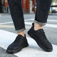 thumbnail image 6 of Mens Casual Leather Shoes Fashion Comfortable Lightweight Breathable Lace Up Loafers Walking Driving Business Working Shoes Black 6.5 US, 6 of 7