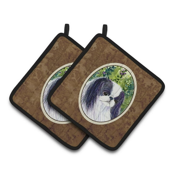 Carolines Treasures SS8730PTHD Japanese Chin Pair of Pot Holders, 7.5HX7.5W, multicolor