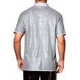 thumbnail image 3 of INSPIRE CHIC Sequins Shirts for Men's Retro Button Down Short Sleeve Party Glitter Shirt S Silver, 3 of 6