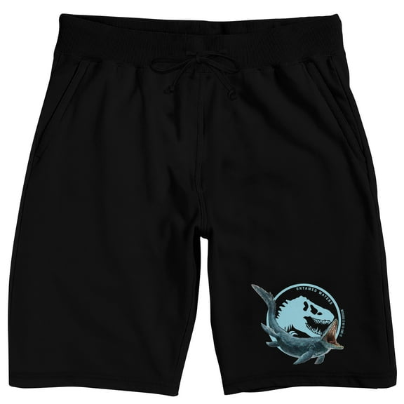 Jurassic World Rebirth Logo Adult Black Sleep Pajama Shorts-3XL