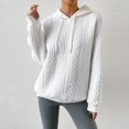 thumbnail image 5 of Women's Hoodies Long Sleeve Casual Solid Drawstring Hoodie Sweatshirts For Women Pullover, Jacquard Design Fall Winter Fashion with Soft Fabric for Cozy Wear,White,2XL, 5 of 9