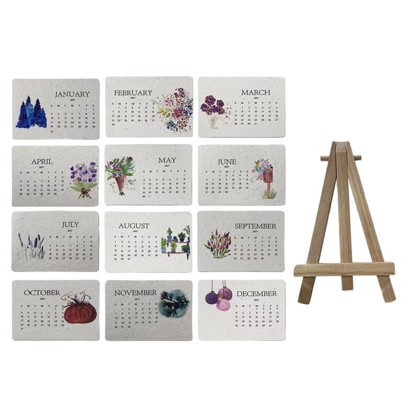 Plantable Seed Calendar 2027 Wildflower Paper Calendar with Stand, Eco-Friendly Seed Garden Calendar 12 Months, Sustainable Monthly Desk Planner for Gardening Decor Gifts