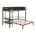 thumbnail image 6 of Harper & Bright Designs Metal Twin over Full Bunk Bed with Shelves & Grid Panel for Bedroom, 6 of 14