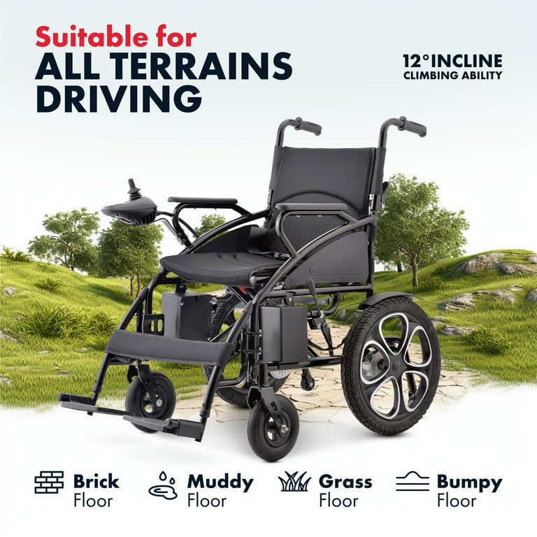 Rubicon All Terrain Foldable Electric Wheelchair for Adults