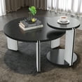 thumbnail image 3 of CQSXDA Round Coffee Table Set  32.68 Inch & 16.93 Inch Diameter For Living Room And Bedroom, Black, 3 of 20