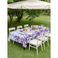 thumbnail image 4 of Outdoor Tablecloth with Umbrella Hole for Patio/Picnic/Party/Camping, Purple Flowers Waterproof Table Cloth Rectangle Table Cover Washable, Butterfly Spring Floral Checkered Farmhouse (60"x 84"), 4 of 8