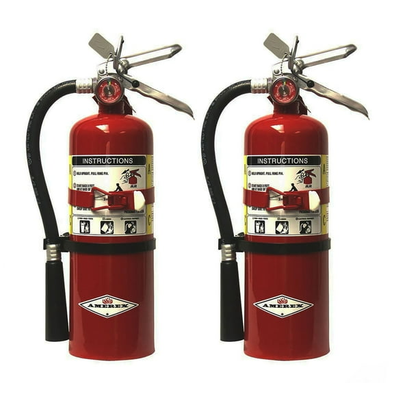 Amerex B500T, 5lb ABC Dry Chemical Fire Extinguisher with Aluminum Valve & Wall Bracket, Pack of 2