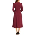 Allegra K Women S Wear To Work A Line Dress Elegant 3 4 Sleeve Notched V Neck Midi Dresses