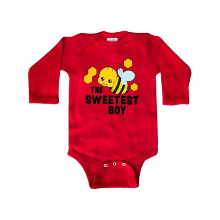 

Inktastic The Sweetest Boy with Bee and Honey Combs Gift Baby Boy or Baby Girl Long Sleeve Bodysuit