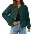 thumbnail image 2 of Dasayo Green Coat Women Cropped Bomber Barn Motorcycle Varsity Jacket Women's Jackets L, 2 of 9